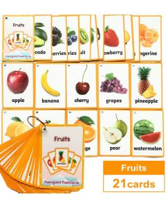 Montessori Flash Cards Funny Lands QR Code Iteractive Fruits