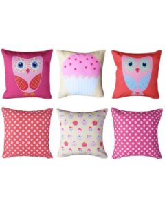 Owls and Cupcake (pack of 3) Cushions Pack
